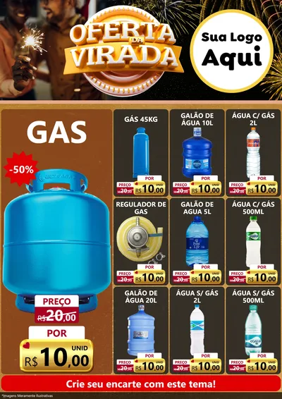 Modelo de Encarte para Encarte A4 Vertical com o tema Oferta da Virada para Água e gás