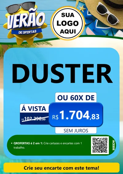 Modelo de Cartaz para Cartaz A4 Vertical com o tema Verão de Ofertas para Concessionaria de Carros