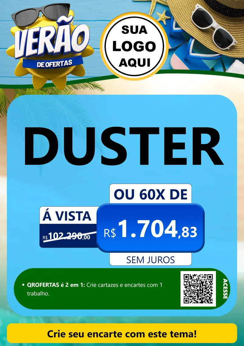 Modelo de Cartaz para Cartaz A4 Vertical com o tema Verão de Ofertas para Concessionaria de Carros