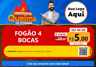Modelo de Cartaz para Cartaz A4 Horizontal com o tema Semana Queima de Estoque para Móveis e Eletro