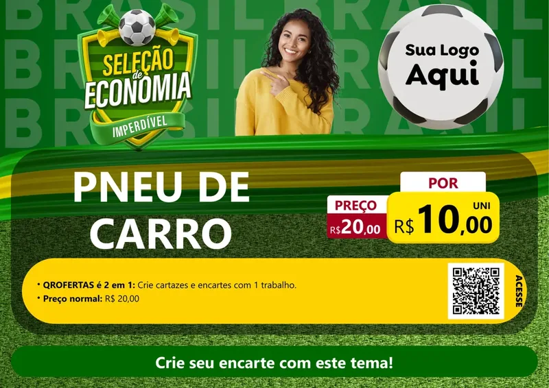 Modelo de Cartaz para Cartaz A4 Horizontal com o tema Seleção de Economia - Copa para Auto peças