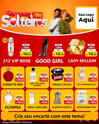 Modelo de Rede Social para Feed Instagram com o tema Semana dos Solteiros para Perfumes