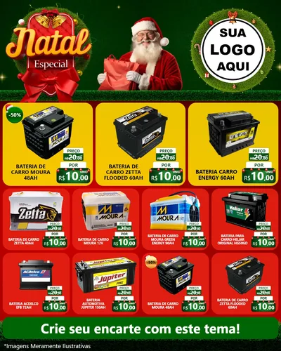 Modelo de Rede Social para Feed Instagram com o tema Natal Especial para Baterias Elétricas
