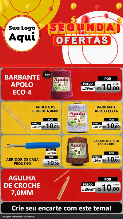 Modelo de TV para TV Vertical com o tema Segunda de Ofertas para Armarinho e Aviamentos