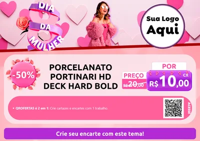 Modelo de Cartaz para Cartaz A4 Horizontal com o tema Dia da Mulher para Pisos e revestimentos
