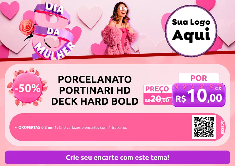 Modelo de Cartaz para Cartaz A4 Horizontal com o tema Dia da Mulher para Pisos e revestimentos