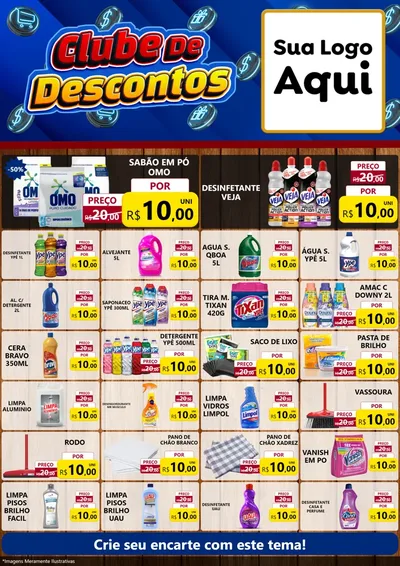 Modelo de Encarte para Encarte A4 Vertical com o tema Clube de Descontos para Produtos de Limpeza