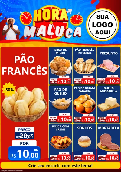 Modelo de Encarte para Encarte A4 Vertical com o tema Hora Maluca para Padaria