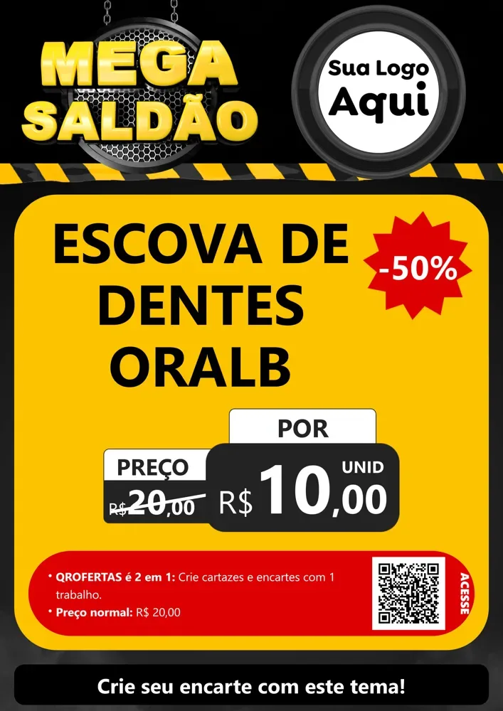 Modelo de Cartaz para Cartaz A4 Vertical com o tema Mega Saldão para Higiene Pessoal