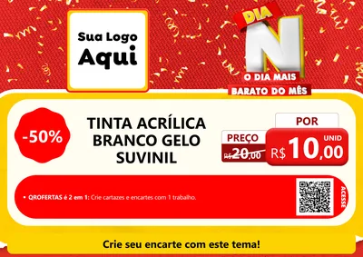 Modelo de Cartaz para Cartaz A4 Horizontal com o tema Dia N o Dia Mais Barato do Mês para Tintas e Ferramentas