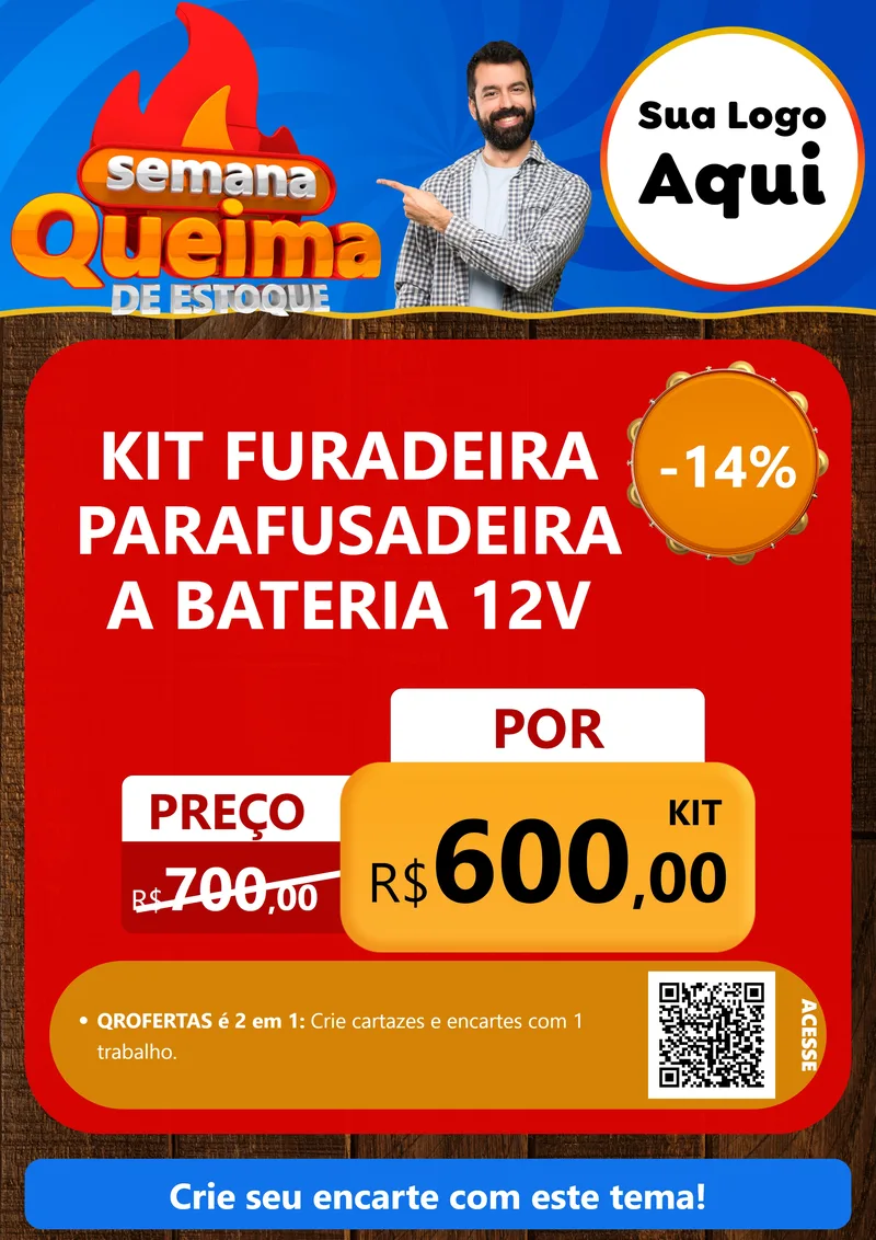Modelo de Cartaz para Cartaz A4 Vertical com o tema Semana Queima de Estoque para Maquinas e Ferramentas