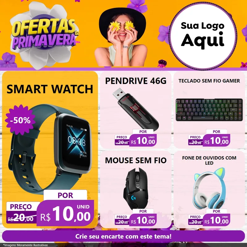 Modelo de Rede Social para Feed Facebook com o tema Ofertas Da Primavera para Informática