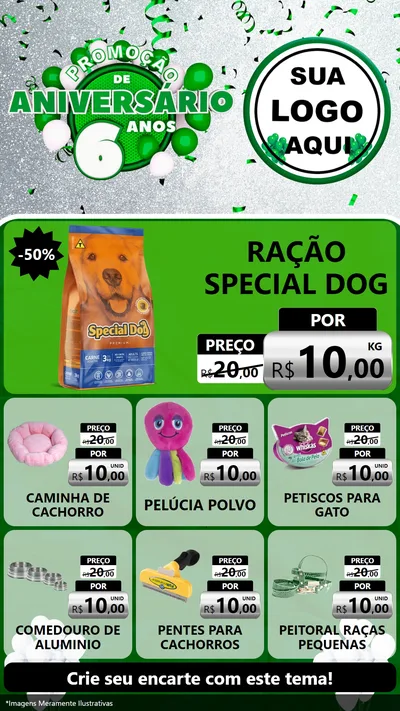 Modelo de Rede Social para Stories com o tema Promoção de Aniversário - 6 Anos para Pet Shop