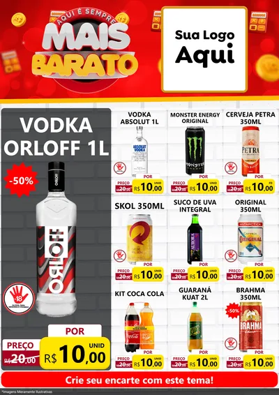 Modelo de Encarte para Encarte A4 Vertical com o tema Mais Barato para Distribuidora de bebidas