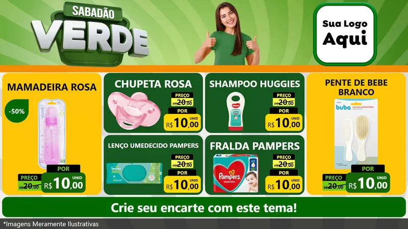 Modelo de TV para TV Horizontal com o tema Sabadão Verde para Bebês