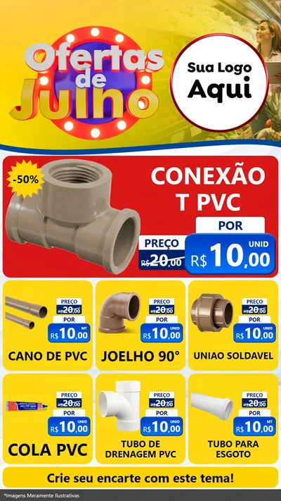 Modelo de Rede Social para Stories com o tema Ofertas de Julho para Tubos e conexões