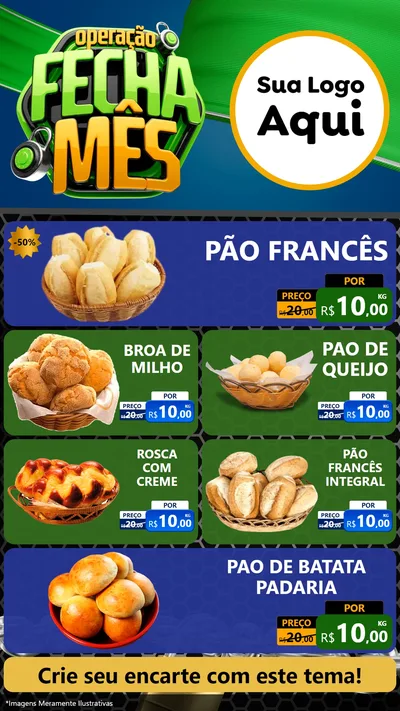 Modelo de TV para TV Vertical com o tema Operação Fecha Mês para Padaria