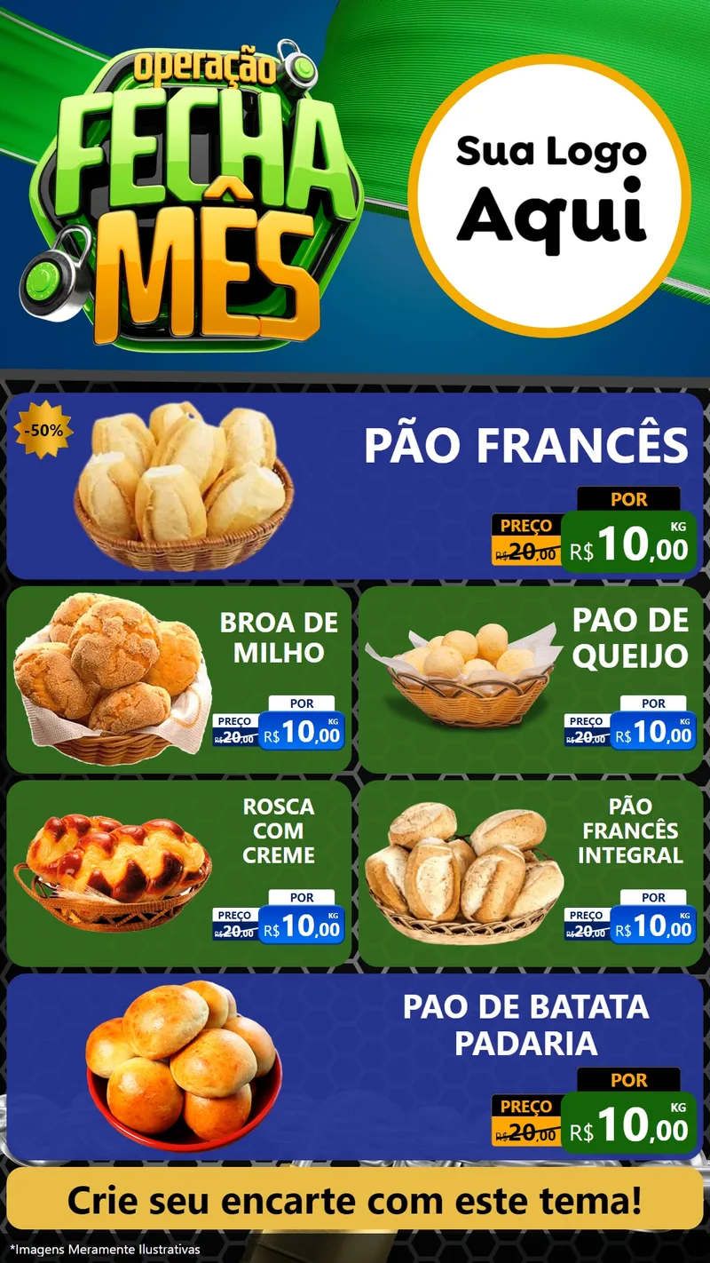 Modelo de TV para TV Vertical com o tema Operação Fecha Mês para Padaria