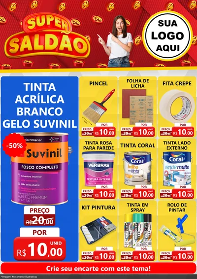 Modelo de Encarte para Encarte A4 Vertical com o tema Super Saldão para Tintas e Ferramentas