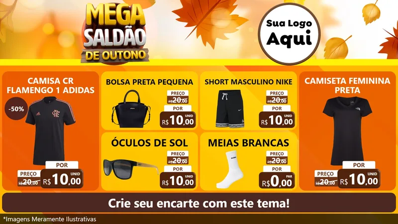 Modelo de TV para TV Horizontal com o tema Mega Saldão de Outono para Roupas e acessórios