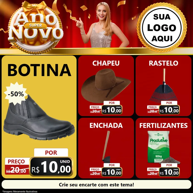 Modelo de Rede Social para Feed Facebook com o tema Super Ano Novo para Agropecuária