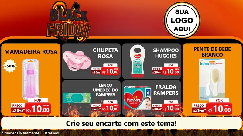Modelo de TV para TV Horizontal com o tema Black Friday para Bebês