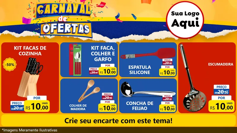 Modelo de TV para TV Horizontal com o tema Carnaval de Ofertas para Utilidades Domésticas