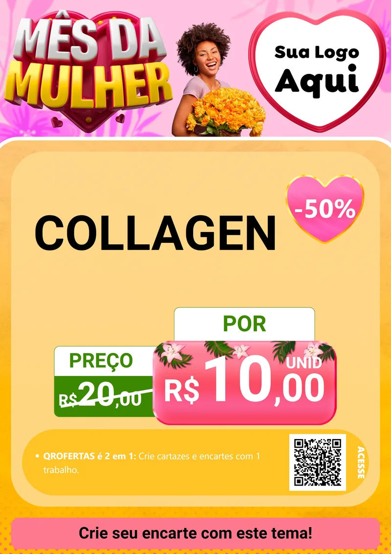 Modelo de Cartaz para Cartaz A4 Vertical com o tema Mês da Mulher para Suplementos alimentares