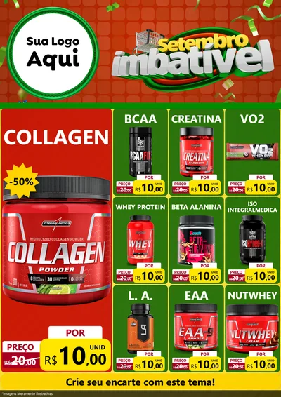 Modelo de Encarte para Encarte A4 Vertical com o tema Setembro Imbatível para Suplementos alimentares