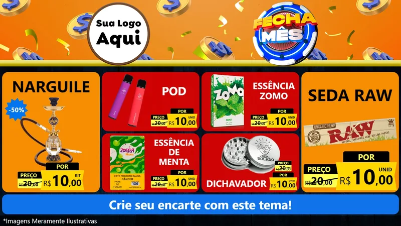 Modelo de TV para TV Horizontal com o tema Fecha Mês para Tabacaria