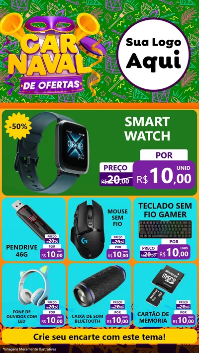 Modelo de Rede Social para Stories com o tema Carnaval de Ofertas para Informática