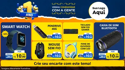Modelo de TV para TV Horizontal com o tema Um Ano de Aniversário para Informática
