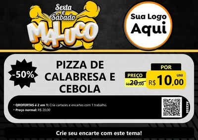 Modelo de Cartaz para Cartaz A4 Horizontal com o tema Sexta e Sábado Maluco para Pizzaria