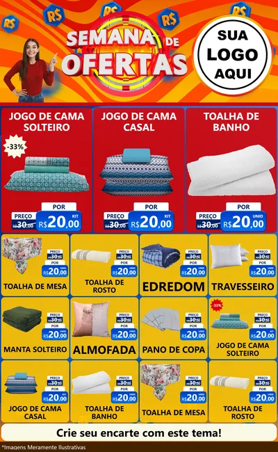 Modelo de Encarte para Encarte Grande com o tema Semana de Ofertas para Cama, Mesa e Banho