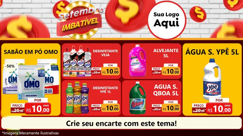 Modelo de TV para TV Horizontal com o tema Setembro Imbatível para Produtos de Limpeza