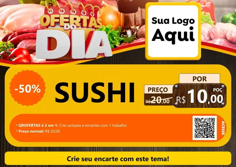 Modelo de Cartaz para Cartaz A4 Horizontal com o tema Ofertas do Dia para Comida japonesa