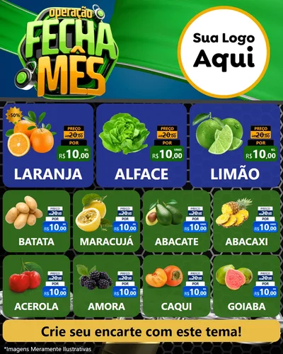 Modelo de Rede Social para Feed Instagram com o tema Operação Fecha Mês para Hortifrúti