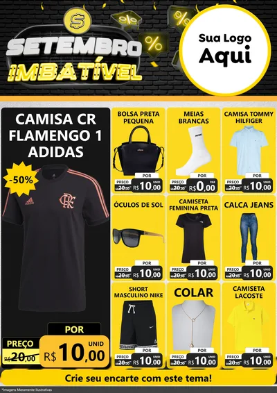 Modelo de Encarte para Encarte A4 Vertical com o tema Setembro Imbatível para Roupas e acessórios