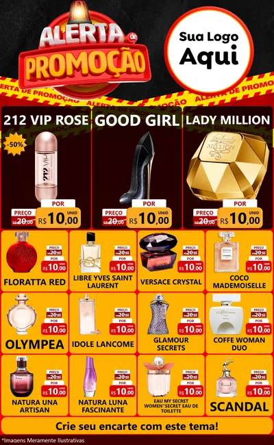 Modelo de Encarte para Encarte Grande com o tema Alerta de Promoção para Perfumes