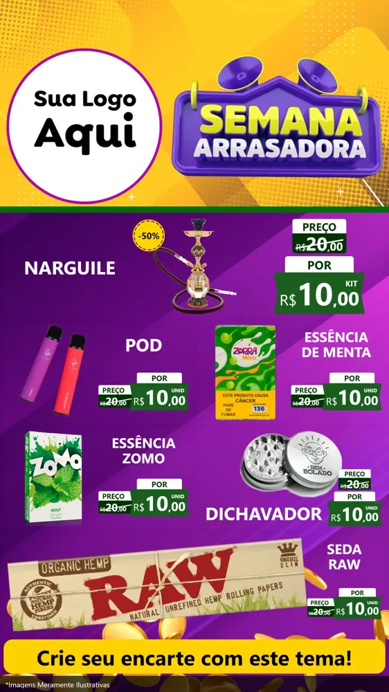 Modelo de TV para TV Vertical com o tema Semana Arrasadora para Tabacaria