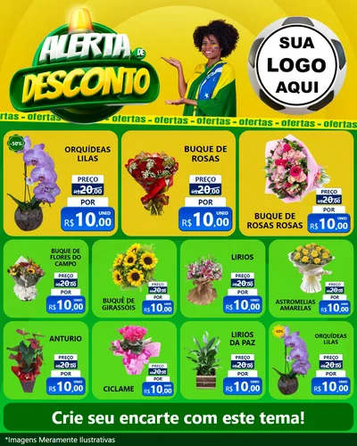 Modelo de Rede Social para Feed Instagram com o tema Alerta de Desconto para Floricultura e jardim