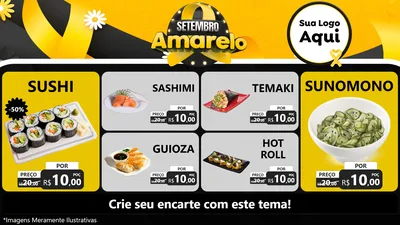 Modelo de TV para TV Horizontal com o tema Setembro Amarelo para Comida japonesa