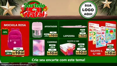 Modelo de TV para TV Horizontal com o tema Sorteio de Natal para Papelaria
