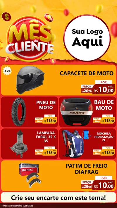 Modelo de TV para TV Vertical com o tema Mês do Cliente para Moto peças