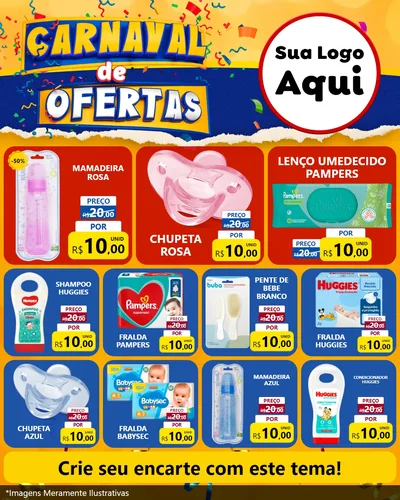 Modelo de Rede Social para Feed Instagram com o tema Carnaval de Ofertas para Bebês