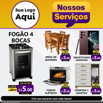 Modelo de Rede Social para Feed Facebook com o tema Nossos Serviços para Móveis e Eletro