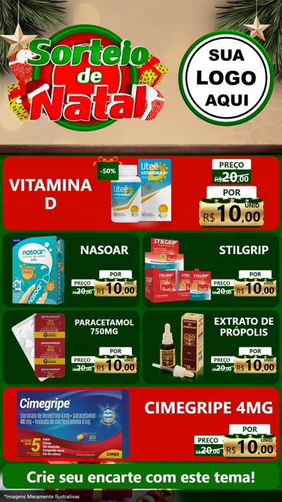 Modelo de TV para TV Vertical com o tema Sorteio de Natal para Farmácia