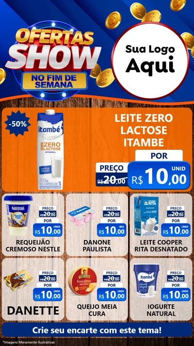 Modelo de Rede Social para Stories com o tema Ofertas Show No Fim De Semana para Frios e Laticínios