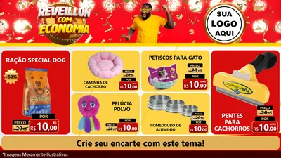 Modelo de TV para TV Horizontal com o tema Réveillon com Economia para Pet Shop