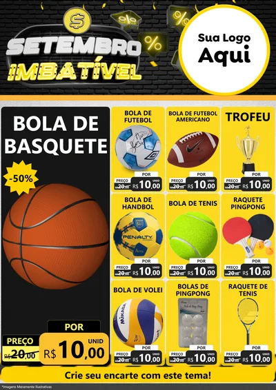 Modelo de Encarte para Encarte A4 Vertical com o tema Setembro Imbatível para Artigos Esportivos